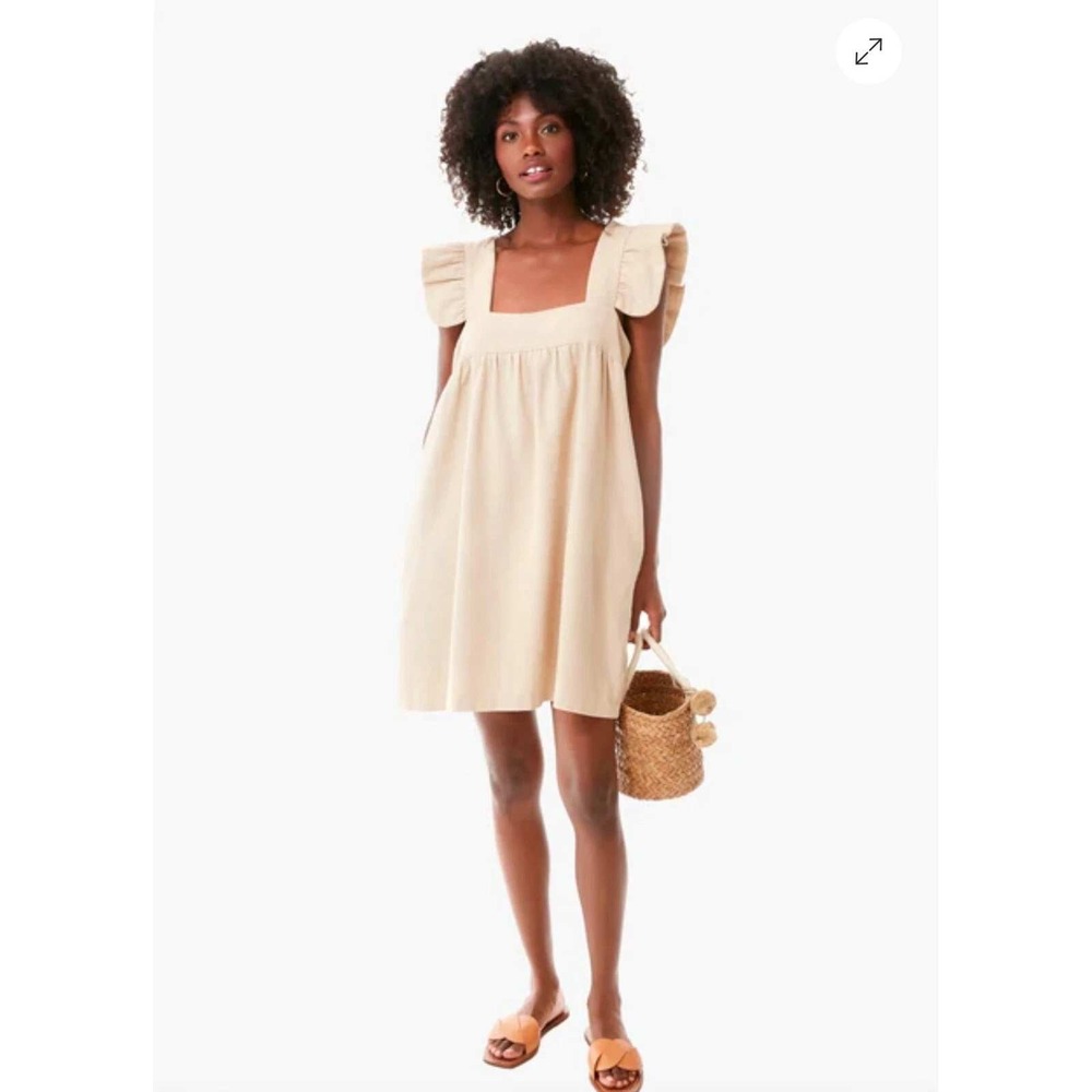 Pomander Place Dress Sandstone Hazel Flutter Sleeve Square Neck Women's Size L